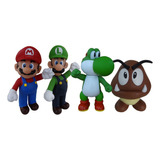 Super Mario, Luigi, Yoshi E Goomba- Kit 4 Bonecos Grandes