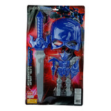 Super Ninja Samurai Infantil Espada Máscara Boneco Robô Cor Azul