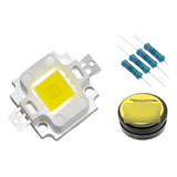 Super Power Led Chip 10w Branco Frio 10000k Aquário 5 Peças