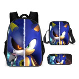 Super Sonic 3d Print School Bags Bolsa De Ombro Estojo Para