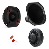 Super Tweeter + Driver Hinor 100w Rms Cada Twuiter + Drive Som Profissional + Corneta 1450 Curta Plástica + Capacitores