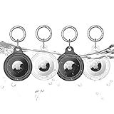 Supfine Suporte Impermeável Para AirTag Pacote Com 4 Chaveiros Capa Protetora Antiarranhões Com Chaveiro Para Apple AirTags Capa De Airtag Para Carteira Bagagem Gato Cachorro Animais De