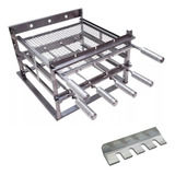 Suporte 4 Espetos Inox Churrasqueiras Alvenaria 49cm grelha