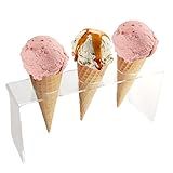 Suporte Acrílico Para 3 Casquinha Sorvete Pizza Cone Temaki