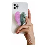 Suporte Anel Dedo 3d Selfie Celular Seguro Folha Verde Rosa