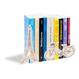 Suporte Aparador De Livro Dvd Cds   Paris Torre Eiffel Cor Bege