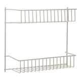 Suporte Armario Porta Condimento Duplo Prateleira Lavanderia Cor Branco