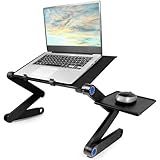 Suporte Articulado Mesa Articulada De Cama Com Travas 360 Angulo E Altura Ajustáveis Em Alumínio Para Notebook Tablet Com Mousepad Preto 