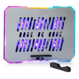 Suporte Base Notebook Cooler Rgb De Metal Com 6 Fans 9 A 16