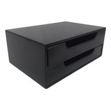 Suporte Base Para Monitor Mesa 2 Gavetas Multiuso Preto