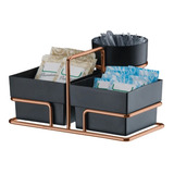Suporte Café Porta Sachês Chás Açúcares Colheres Rose Preto