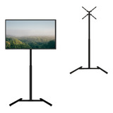 Suporte Chão Piso Pedestal Para Tv Com Rodas Ped Suportaço Cor Preto