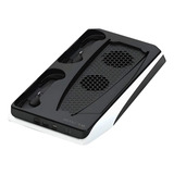 Suporte De Carregamento Duplo Multifuncional Com Cooler Ps5 Cor Branco