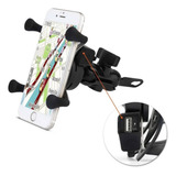 Suporte De Celular Para Moto Preto Com Carregador Usb Garra