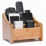 Suporte De Controle Remoto Para Mesa De Trabalho Da VolksRose- Organizador De Armazenamento De Suprimentos Para Mesa De Café- Sundries Home Bamboo Com 3 Compartimentos Perfeitos Para Maquiagem- TV Guide- IPad- CD- Caddy- 1usdesktoporganizer-001- -BO1