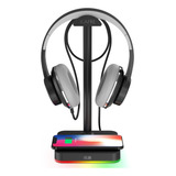 Suporte De Fone De Ouvido Rgb Com Carregador Sem Fio Desk Ga