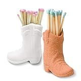 Suporte De Fósforo De Bota De Caubói Com Atacante Caixa De Fósforos De Cerâmica Artesanal Fósforos Decorativos Em Uma Jarra Decoração De Casa Cloche Para Lareira Fósforos Longos Velas Banheiro E Cozinha