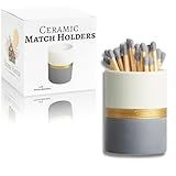 Suporte De Fósforo De Cerâmica Com Almofadas De Ataque Branco E Marinho Com Listras Douradas Decoração De Banheiro Fofa Decoração De Mesa De Centro Decoração De Mesa De Centro Fósforos Não