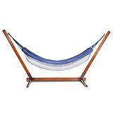 Suporte De Madeira Com Rede De Descanso Azul