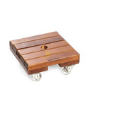 Suporte De Madeira P Vaso Quadrado 20cm Roda Gel Reforçado