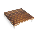 Suporte De Madeira P Vaso Quadrado 50cm Roda Gel Reforçado
