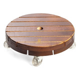 Suporte De Madeira P Vaso Redondo 35cm Roda Gel Reforçado