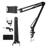 Suporte De Mesa Braço Articulado Para Microfone Celular Aço