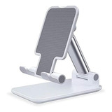 Suporte De Mesa P Celular Ajustável Tablet Smartphone Cor Branco