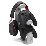 Suporte De Mesa Para 2 Controles E Headset Compativel Com Xbox One X SX PS4 Ps5 Series PlayStation 5 DualSense   BRANCO