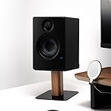 Suporte De Mesa Para Caixas De Som- Base Em Madeira- Acabamento Em Preto