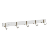Suporte De Parede 5 Ganchos Inox P Pendurar Utensilios Objetos Roupa Acessórios Cabide Organizador De Ambientes Quarto Banheiro Cozinha Sala Aço Inoxidável 304