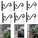 Suporte De Parede Para Plantas- Kit 6 Peças- 23cm- Preto- Mão Francesa Para Flores E Folhagens