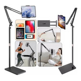 Suporte De Piso Para Tablet Ajustável E Giratório Pedestal Cor Preto