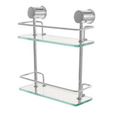 Suporte De Shampoo De Vidro Reto 40cm Duplo Luxo Vidro 8mm