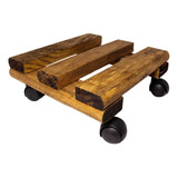 Suporte De Vaso Plantas Madeira 20cm Quadrado C Rodinhas