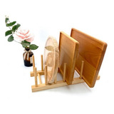 Suporte Escorredor Display Porta 6 Pratos Bambu Cozinha