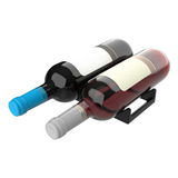 Suporte Expositor De Mesa Para 2 Garrafas De Vinho Deitadas Cor Preto