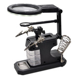 Suporte Ferro De Solda Com Iluminação Led Lupa De Aumento