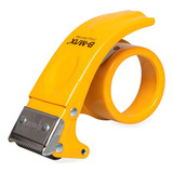 Suporte Fita Durex Adesiva Grande Larga Aplicador Cortador Cor Amarelo