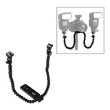 Suporte Flash Duplo Flexível Com Duas Sapatas Tripé E036