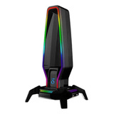 Suporte Fone De Ouvido Pc Gamer Rgb Com Portas Usb 3 0