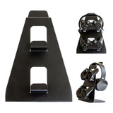 Suporte Gamer Para 2 Controles E 1 Headset Aço Resistente Apoio Para Mesa Ideal Para Videogame Compatível Com Ps5 Ps4 Xbox Series X s Xbox One E Switch