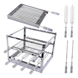 Suporte Inox Grelha Argentina Espeto Para Churrasqueira 60cm