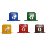 Suporte Lixeiras De Parede Kit Seletivo 5 Pç Cozinhas