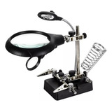 Suporte Lupa Com Led Jacaré Clipe Braçadeira Reparo Solda