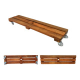 Suporte Madeira Vaso Jardineira 80x20cm C freios Rodinha Gel