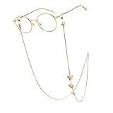 Suporte Moderno Para Máscara De Corrente De óculos Com Pera E Borboleta- 3 Borboletas-corrente De Quartzo Rosa- L