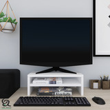 Suporte Monitor Mdf Base Notebook Mesa Escritório Compacta Cor Branco