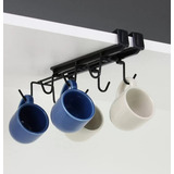 Suporte Organizador Armário Gabinete Pendurar Xícara Caneca Cor Preto