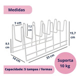 Suporte Organizador De Tampas Formas Travessa Dicarlo Branco
